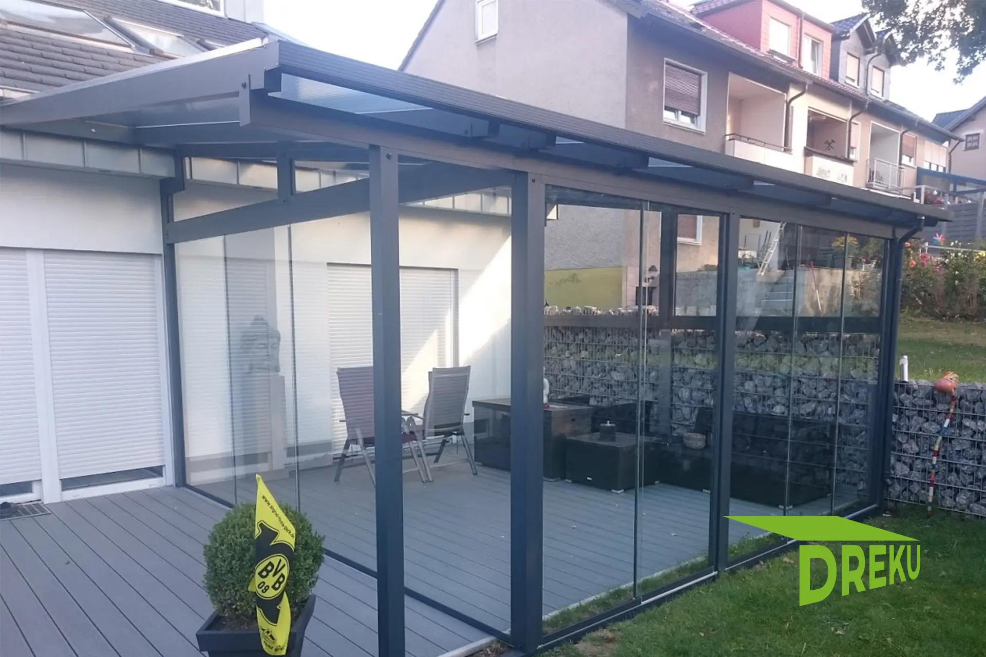 Glasschiebewand-anthrazit